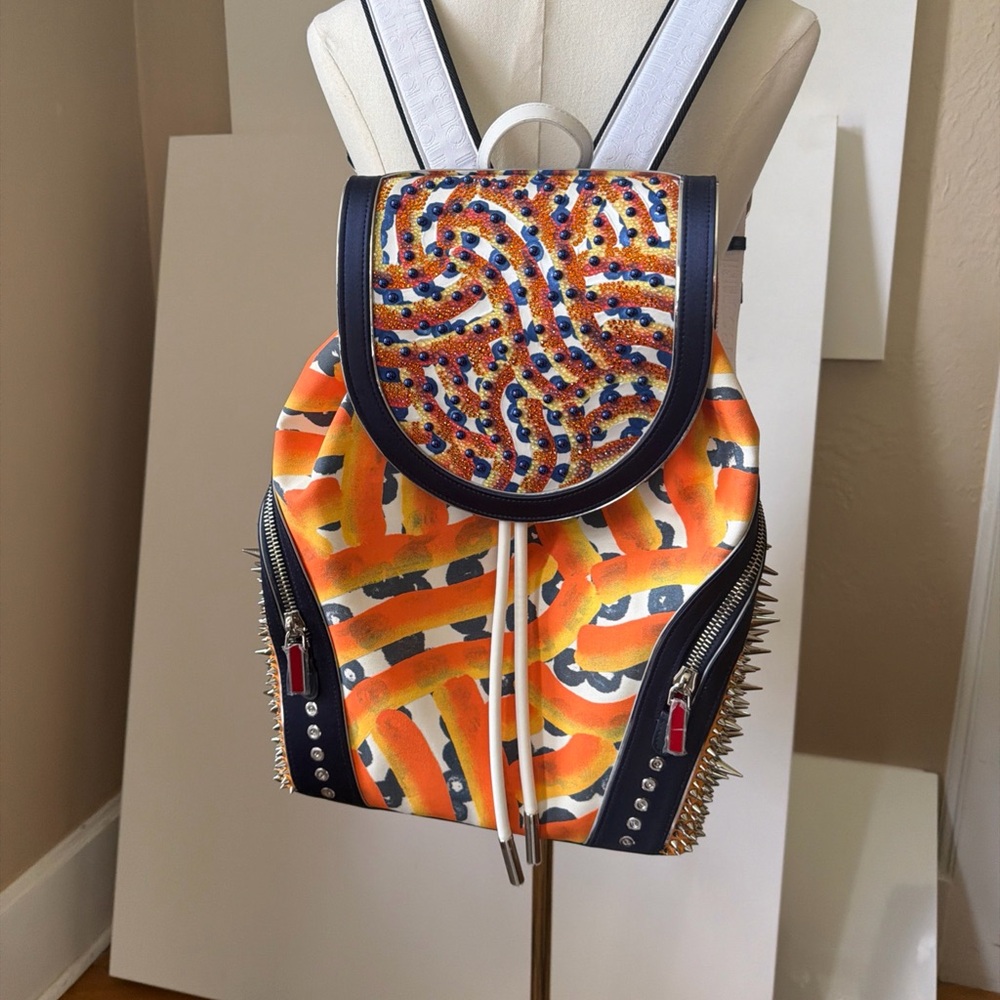 New Christian Louboutin Large Multicolor Spiked Backpack $5000